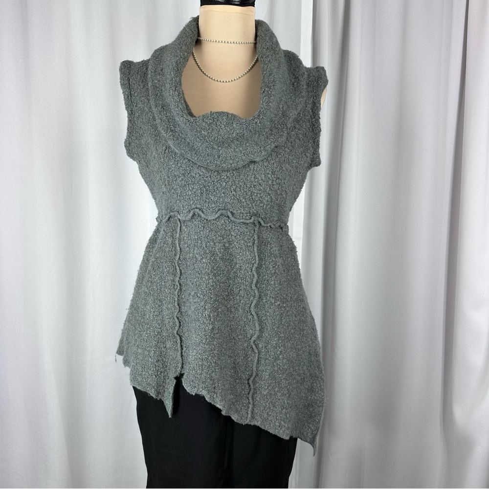JASMINE KC Wool Blend Sleeveless Assymetric Cowl‎ Neck Sweater Sz L Top Gray